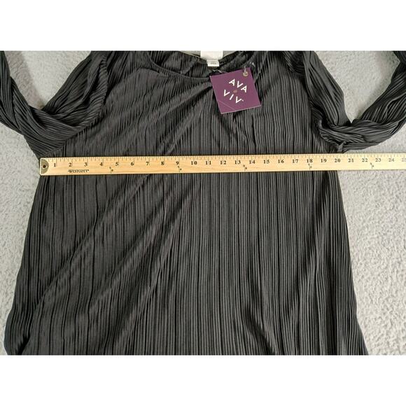 Ava & Viv Shirt Women XXL 2XL Black Blouse Long Sleeve Flowy Business Stripe NWT - Picture 5 of 8